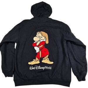 Grumpy Hoodie Walt Disney World Small Black Full Zip Embroidered 2 Sided Pockets